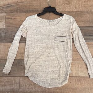 Chloe Beige Long Sleeve Tee with Pocket